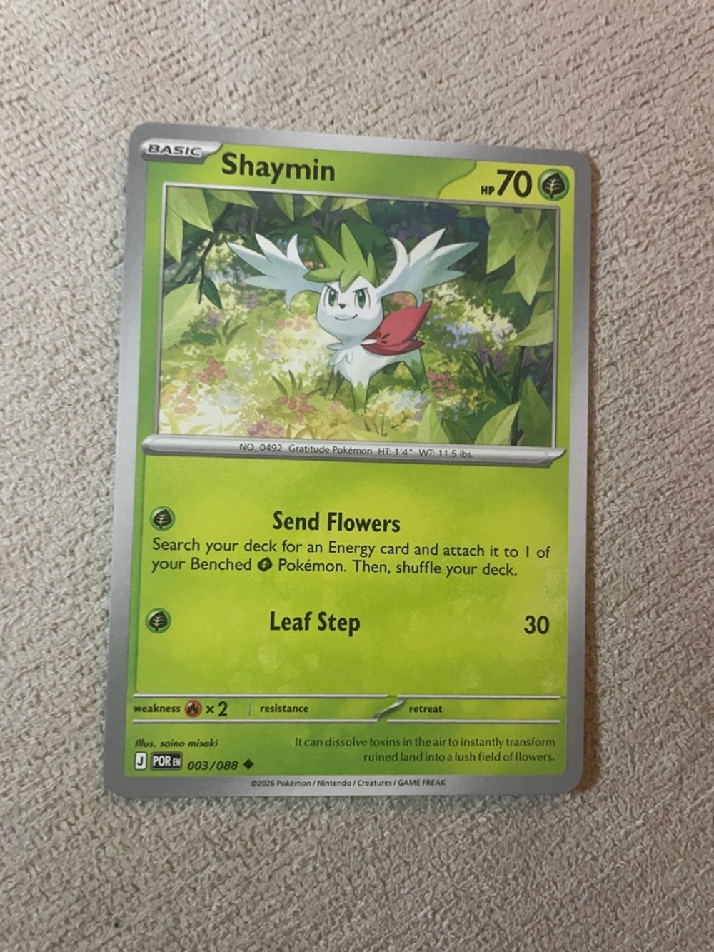 Shaymin Trading Card